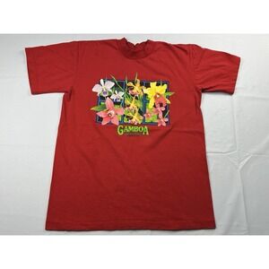 Vintage Gamboa Panama Canal Rainforest Orchid Graphic Tee Red M 90s Travel